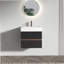 Meuble-lavabo 24 po avec lavabo à quartz d'ingénierie et tiroirs noirs doux, meuble-lavabo mural flottant pour salle de bain moderne, lavabo une pièce, KD-364989463