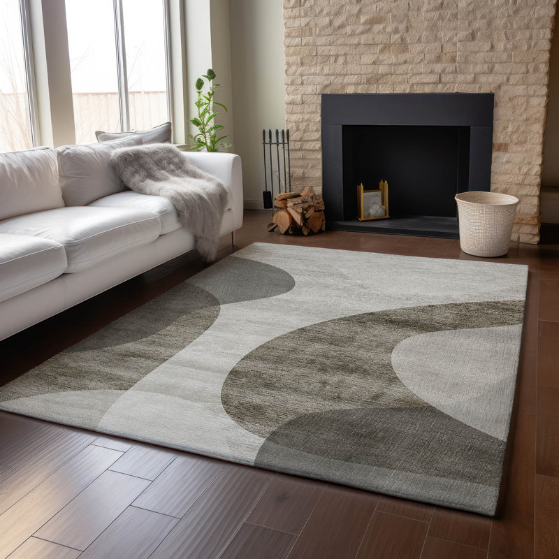 Tapis taupe lavable à la machine Premium, Rectangle 10 pi x 14 pi