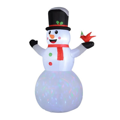 12 ft Giant Inflatable Snowman with Rotating LED Lights, Black Hat and Red Scarf, Indoor/Outdoor Christmas Yard Decoration
