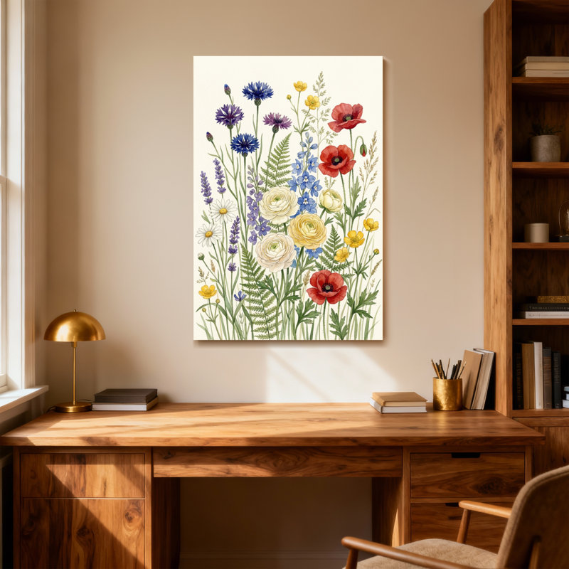 Plantes et fleurs, fleurs sauvages colorées sur fond crème