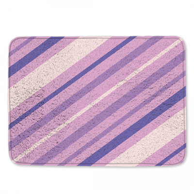 Tapis de bain rose à rayures diagonales mauves