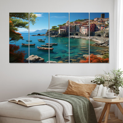" Teal Italy Cinque Terre II " 5 - Pieces