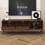 Meuble télé 70 po avec tiroirs et porte rabattable, console média en bois pour téléviseur de 80 po ou moins, meuble audio-vidéo rétro avec rangement