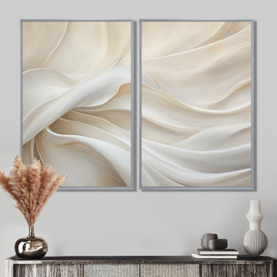 White Silk Fabric River - Beige Glam Canvas Prints