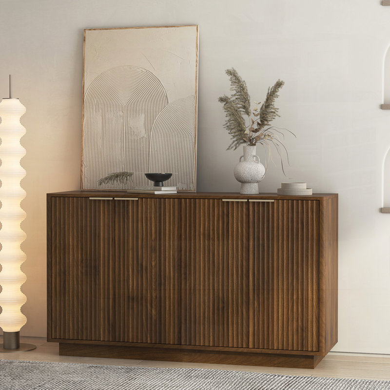 Buffet cannelé 55 po avec tablettes réglables, Noyer