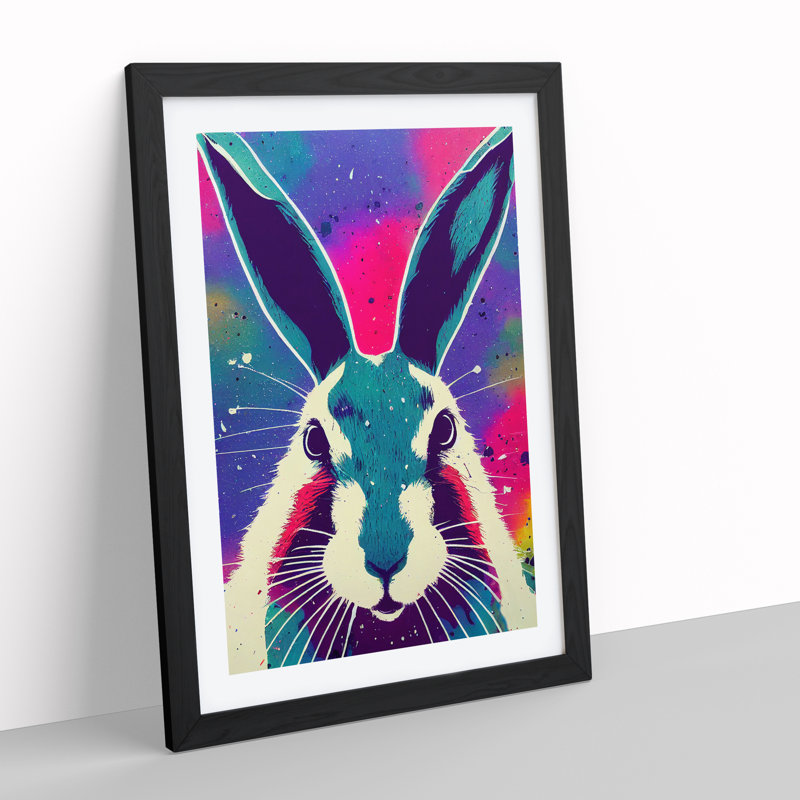 Hare No.1 Abstract - Single Picture Frame Painting, 64cm H x 46cm W x 2cm D, Black