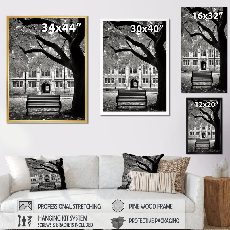 «College University Winter Photo II» sur toile, H 44 po x l 34 po x P 1,5 po, Cadre simple noir