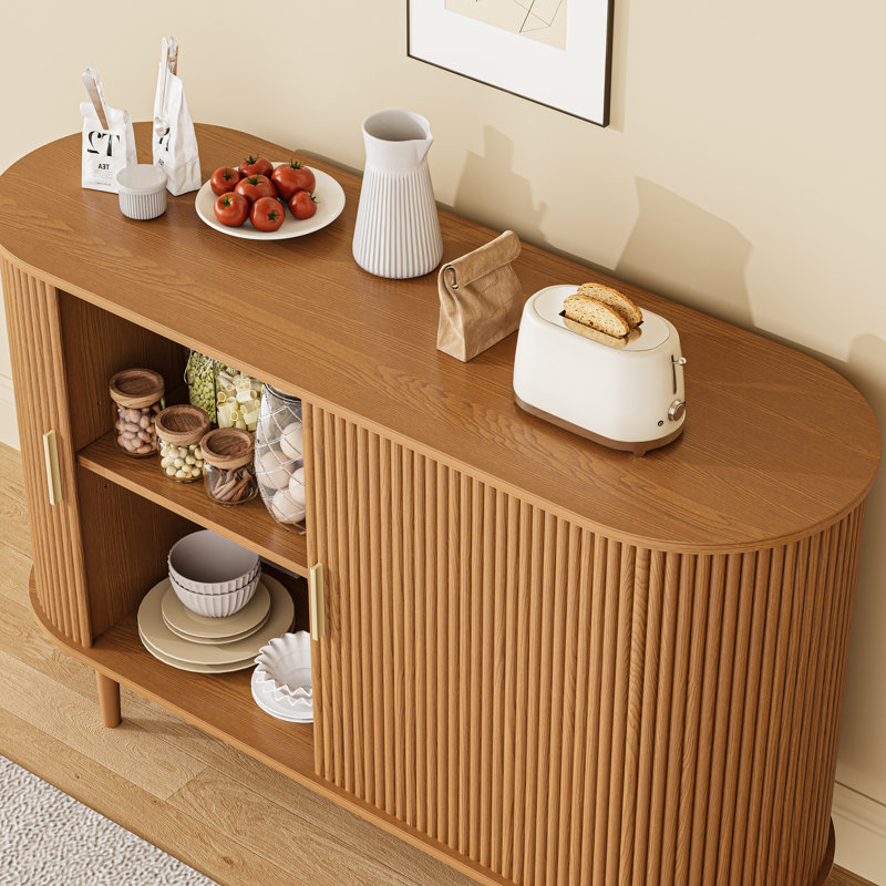 Buffet 47 "avec portes coulissantes, tablettes réglables et armoire de rangement pour la cuisine, la salle à manger