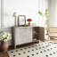 Armoire d'appoint en bois de style campagnard à 3 portes avec tablettes réglables et porte hexagonale