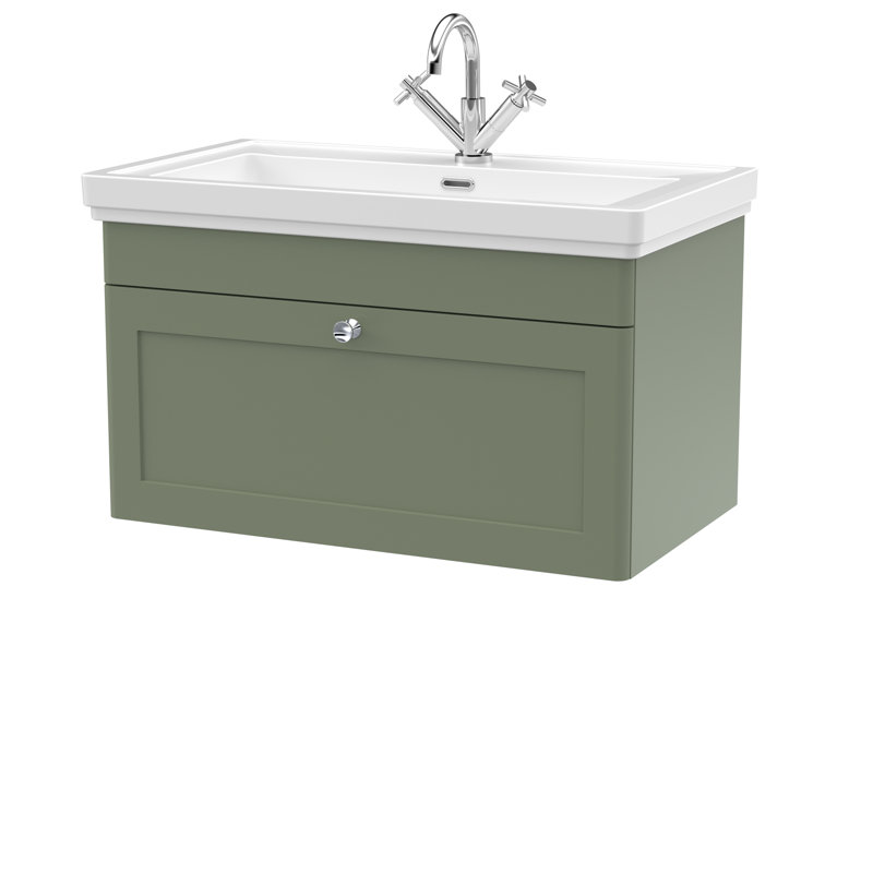 Classique 800mm Single Bathroom Vanity with Vanity Top, Satin Green