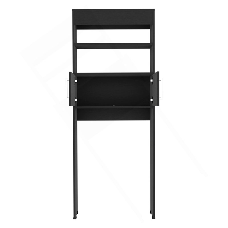 Armoire au-dessus de la toilette 63H ", deux tablettes, double porte, noir
