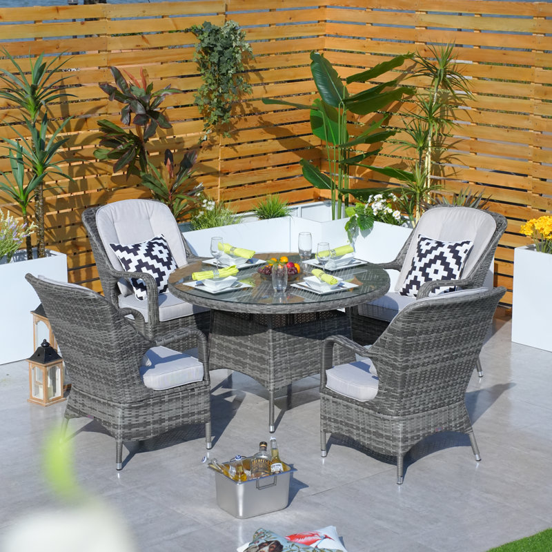 Ensemble repas 5 pièces avec coussins Anikha, Gris, gris