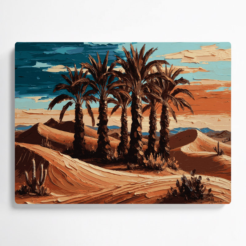 «Southwestern Plants Desert Palm 163», art mural en métal brun
