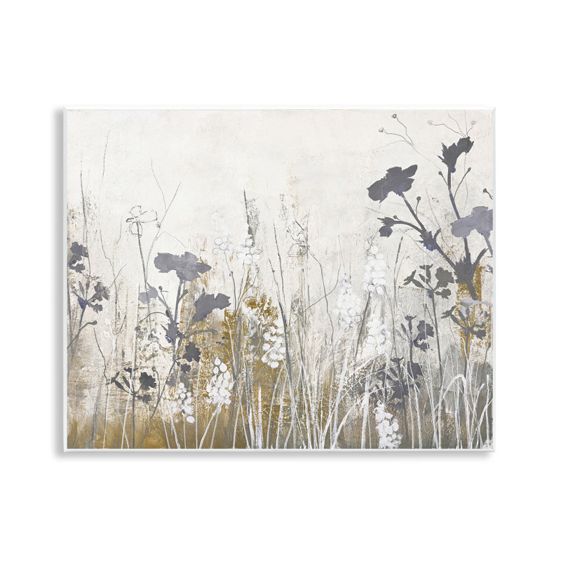  «Grey Flower Silhouettes», art mural sur bois par Design Fabrikken