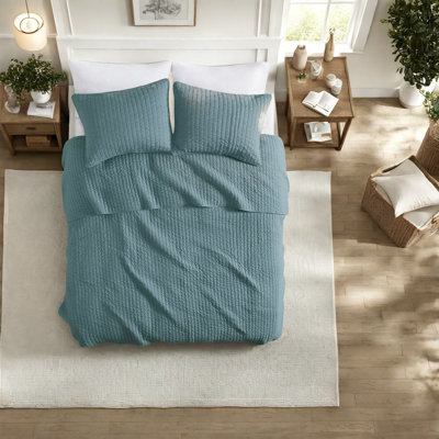 Ensemble de literie antimicrobien bleu sarcelle, style campagnard en microfibre pour toutes les saisons