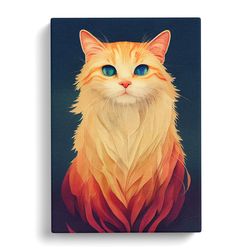 Stunning Cat - Wrapped Canvas Painting, 50cm H x 35cm W x 3cm D