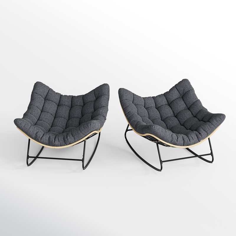 Chaise berçante royale en acier avec coussin Clymer, Gris foncé