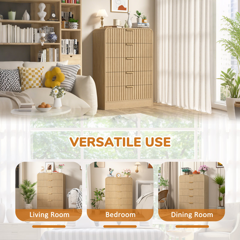31 " W 5 - Drawer Dresser, Nature Wood