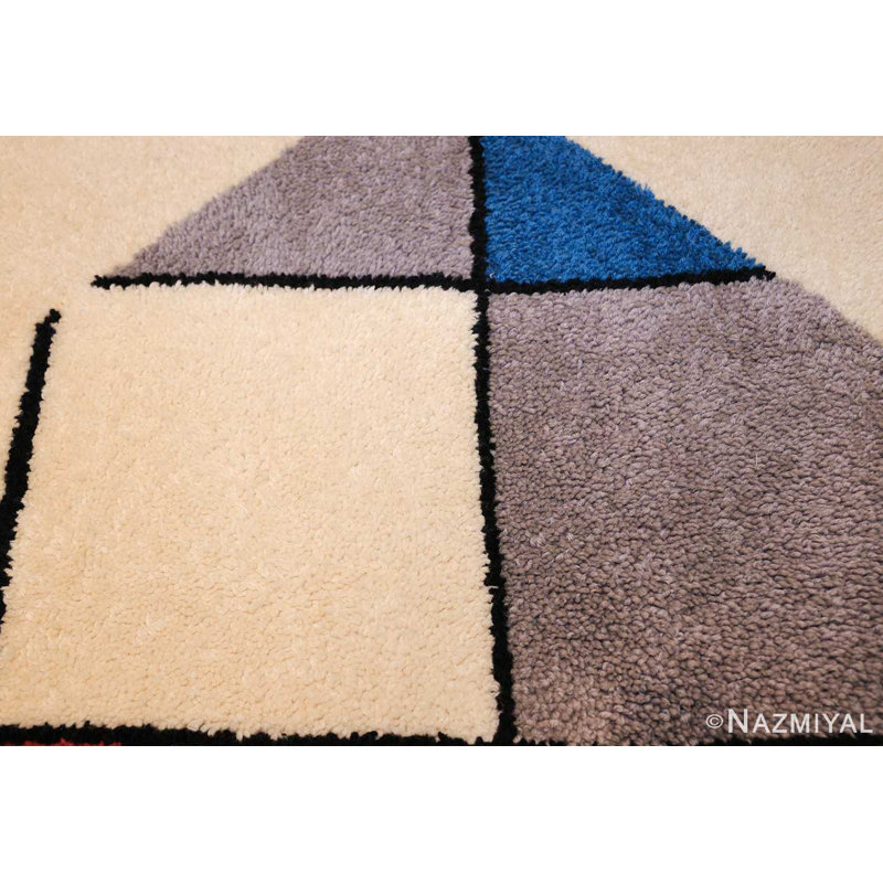 Tapis carré rétro moderniste scandinave Mondrian