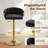 Velvet Swivel Bar Stools Set of 2, Modern  Upholstered Adjustable Height Counter Stools with Woven Backrest & Gold Base for Kitchen Counter Bar, balck-1382878993-1379695739