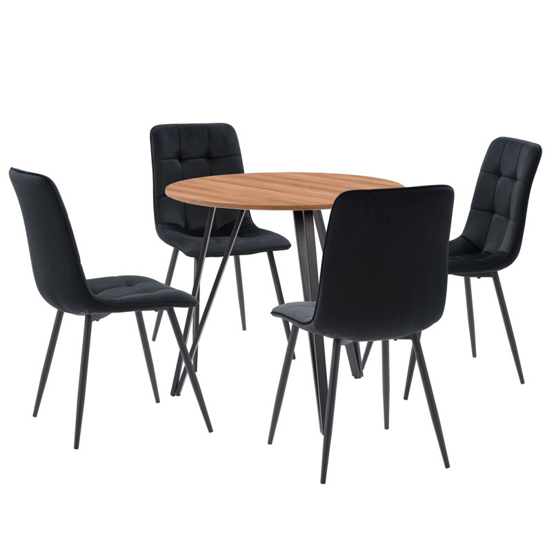 Ensemble de table de salle à manger 5 pièces Steller, Noir
