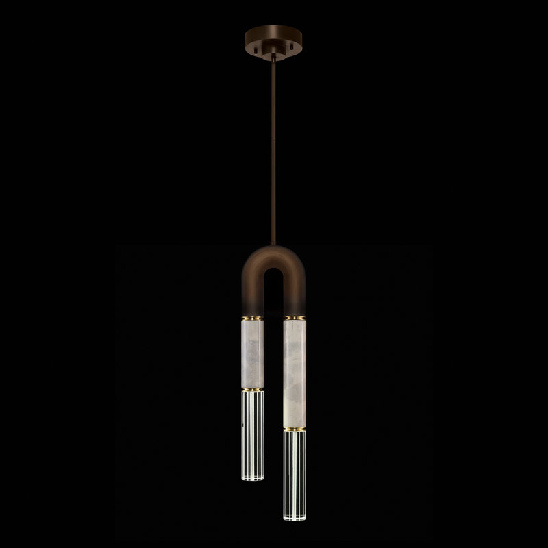 Luminaire suspendu rond 7 po Antonia, Bronze / laiton / fumée
