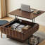 Table basse carrée à plateau relevable avec structure en bois massif et rangement caché-596839458