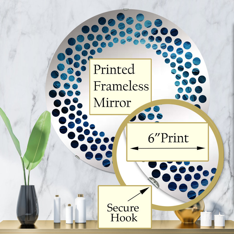 Hafiza Circle Mirror, 31.4" x 31.4", Blue Swirl I 