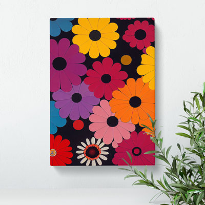 Retro Flowers No.6 - Wrapped Canvas Print