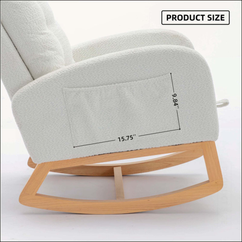 Chaise berçante d'appoint avec repose-pieds, Blanc