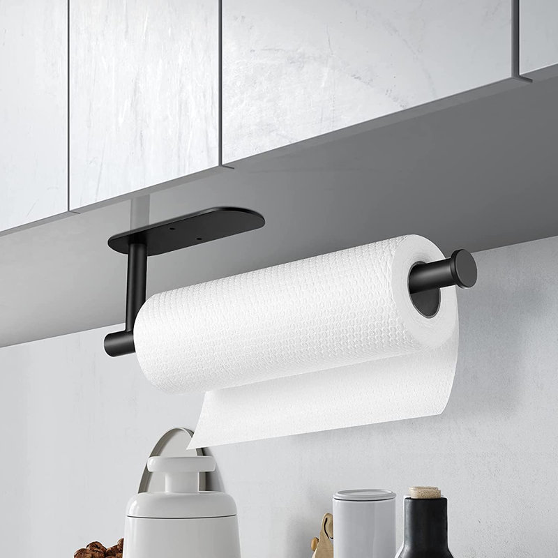 Porte-papier essuie-tout sous l'armoire sans perçage, support de papier essuie-tout auto-adhésif mural pour support de cuisine