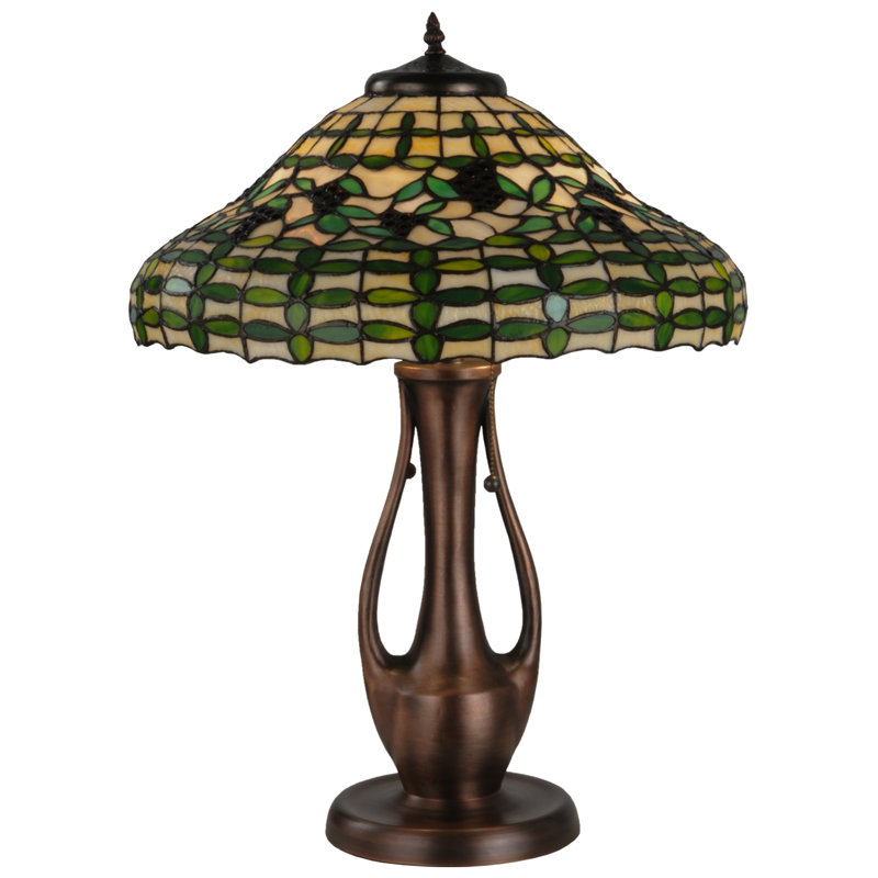 27" Multicolor Stained Glass and Bronze Table Lamp