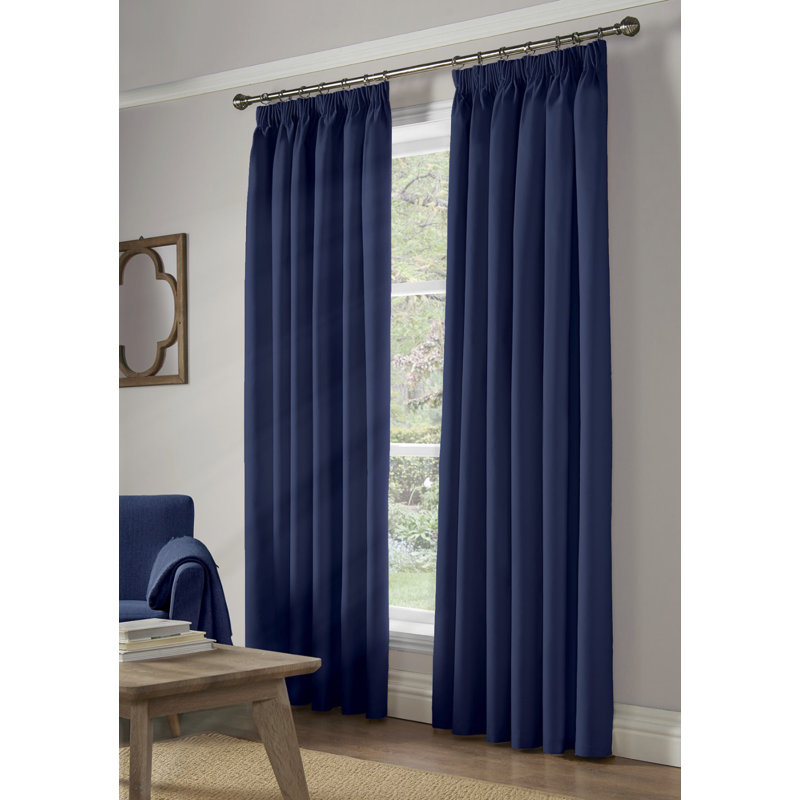 Nashli Essential Pencil Pleat Room Darkening Curtains, Width 117 x Drop 183 cm, Beige