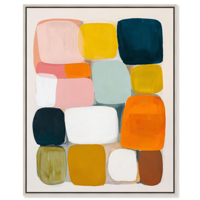 Décoration murale colorée Spectrum Shuffle II par Art Remedy, cadre argenté, 30 x 36