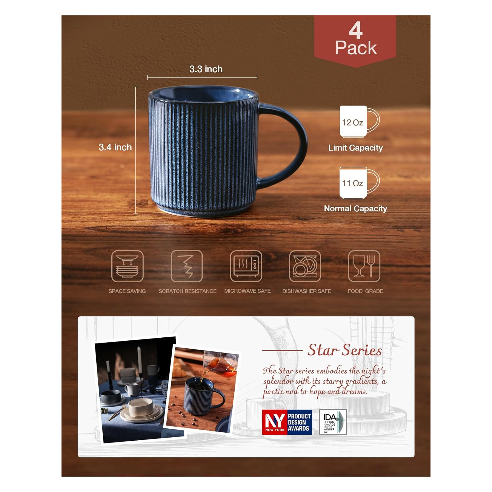 Azal Stoneware Coffee Cup, Nebulas Blue