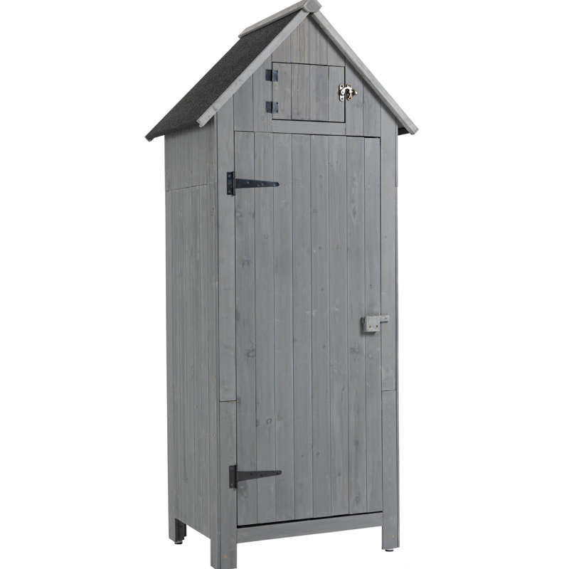 30.3"L X 21.3"W 70.5"H Outdoor Storage Tool Shed, Gray, Solid Wood Frame, Waterproof Asphalt Roof, Ample Room For Garden Tools Gray Wooden,