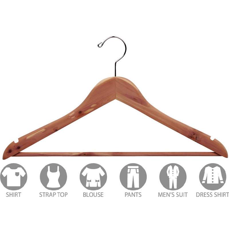 Cintre en cèdre avec barre pour costume / manteau