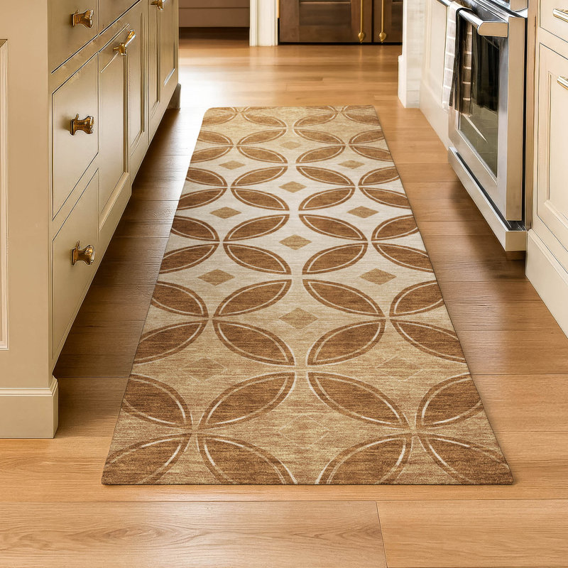 Premium Machine Washable Mayfield AMF2423 Geometric Rug, 2'3" x 7'6" Runner, Paprika