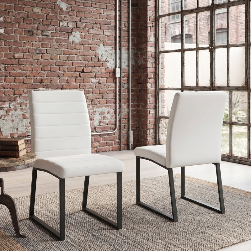 Ensemble de 2 chaises de bureau / salle à manger en polyuréthane de qualité supérieure avec mousse haute densité, pieds en fer robuste (peinture en aérosol) et plusieurs couleurs. Assemblage facile