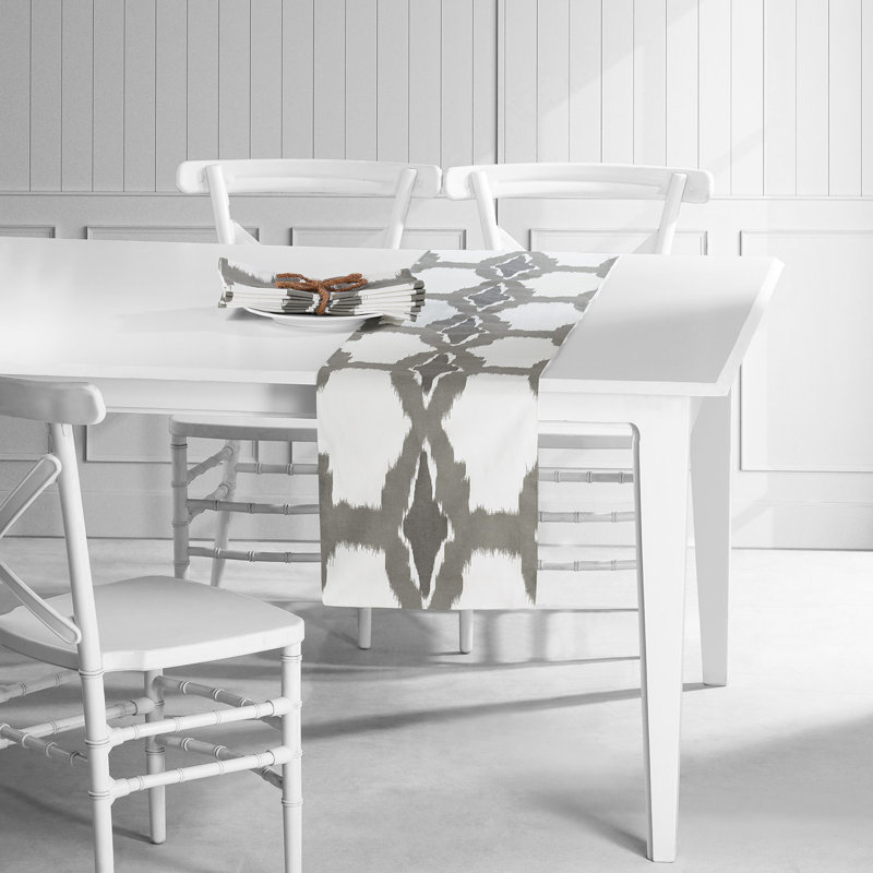 Ensemble de chemin de table et napperons en coton imprimé 7 pièces Seiler, gris