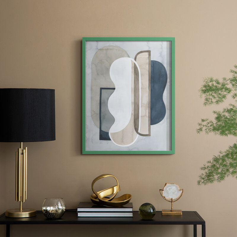 Shapes and Shadows II, reproduction encadrée - bois massif, H 21 po x l 17 po, Vert