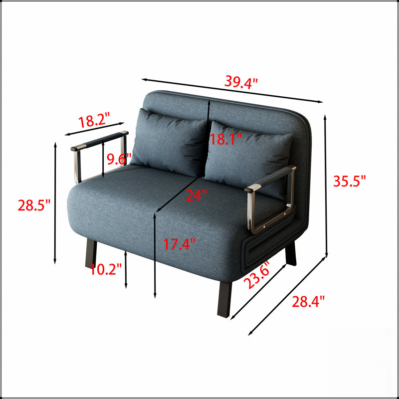 Convertible Chair Bed, Tri-Fold Sofa Bed For Comfort And Versatility,  For Home And Office Use, 14.31" H x 39.4" W x 28.4" D