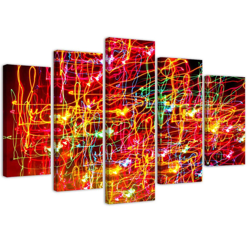 Red Abstraction - 5 Piece No Frame Set on Canvas