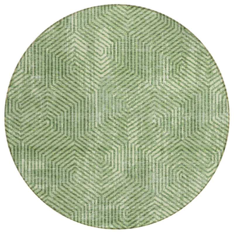 Tapis vert intérieur / extérieur lavable à la machine Maliana ACN91, Rond 8 pi