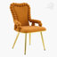 Ensemble de 2 chaises de salle à manger en velours orange avec pieds dorés, chaises d'appoint rembourrées avec accoudoirs pour la salle à manger et la cuisine-501159917
