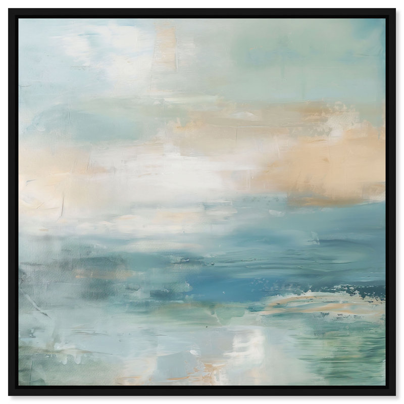 Turquoise Echoes II Canvas Abstract Print by Oliver Gal, Black Frame, 12 x 12, 41"H x 41"W, Black Frame