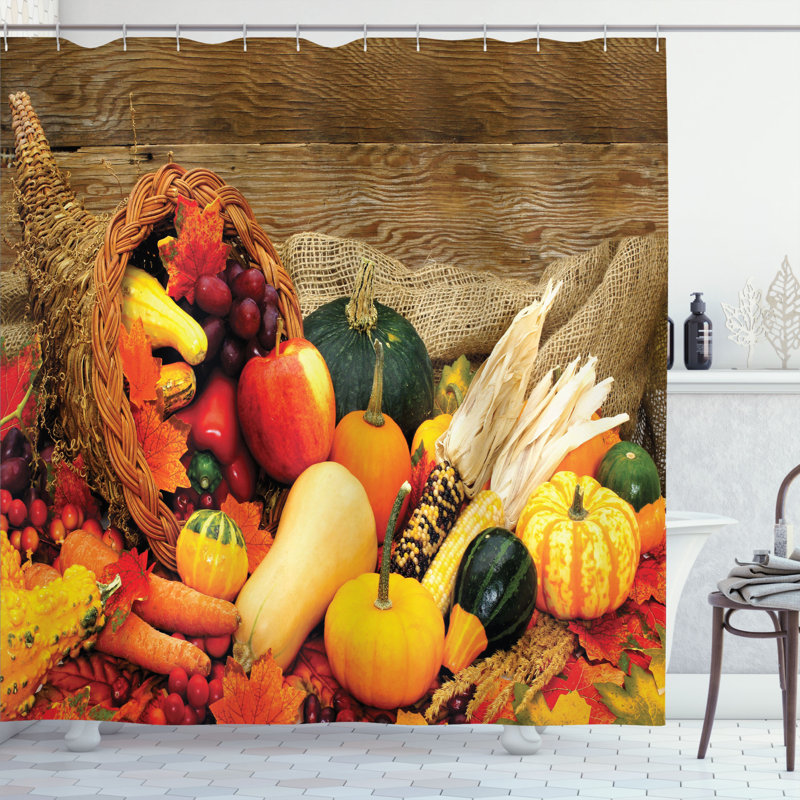 Ensemble de rideau de douche et crochets Harvest, H 84 po x l 69 po