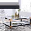 Table basse moderne avec pieds en métal et surface en verre transparent
