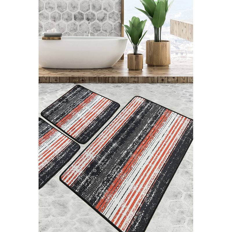 Ensemble de tapis de bain luxueux (3 pièces), en polyester doux, 23,6 po x 39,4 po (1 pièce) et 19,7 po x 23,6 po (2 pièces) | Antibactérien, antidérapant, 20,5 oz / pied carré | Lavable à la machine et durable, parfait pour les salles de bain élégantes