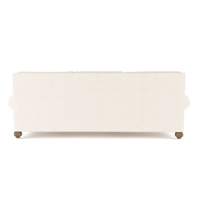 Leroy Rolled Panel-Arm Sofa with Bun Feet, 36" H x 108" W x 43" D, Weathered, Plush Velvet Alabaster